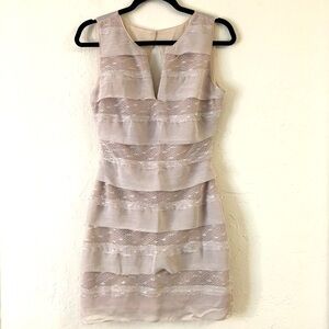 BCBG MaxAzria Fionna Tiered Lace Sleeveless Dress 2 Champagne Formal Wedding